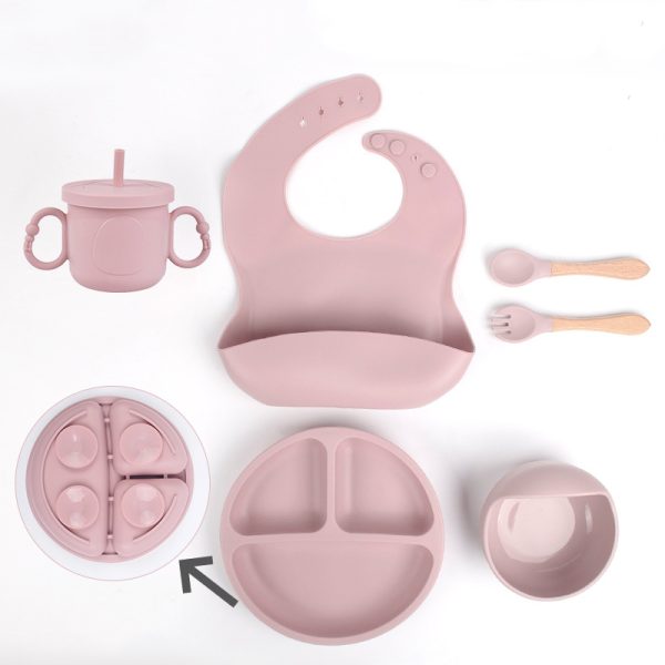 Silicone baby tableware set suction anti-slip plate bowl