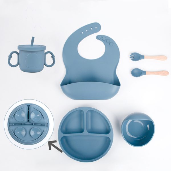 Silicone baby tableware set suction anti-slip plate bowl