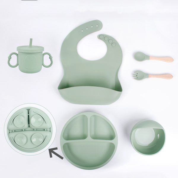 Silicone baby tableware set suction anti-slip plate bowl