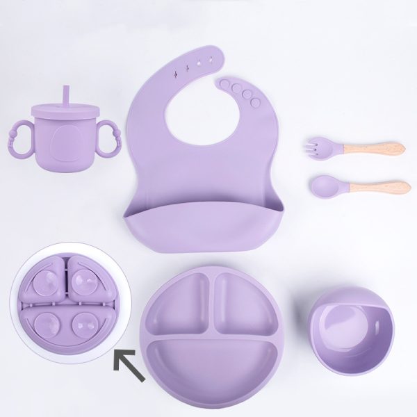 Silicone baby tableware set suction anti-slip plate bowl