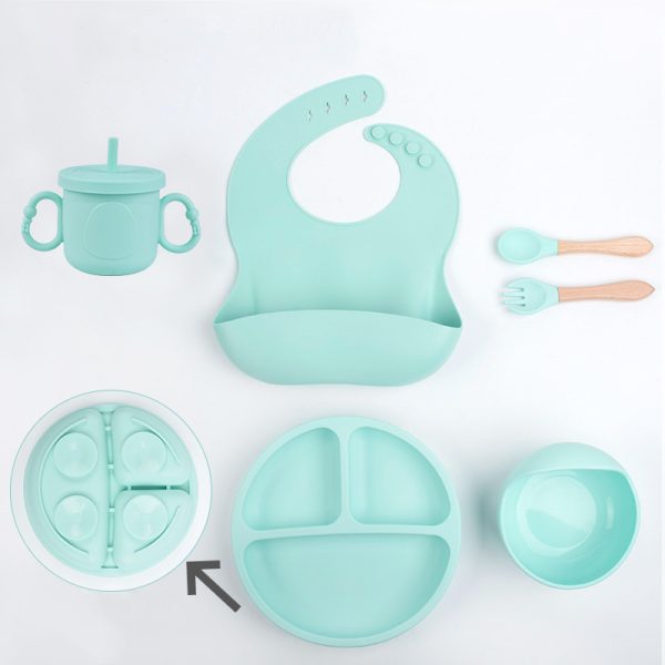 Silicone baby tableware set suction anti-slip plate bowl