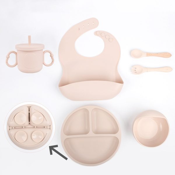 Silicone baby tableware set suction anti-slip plate bowl