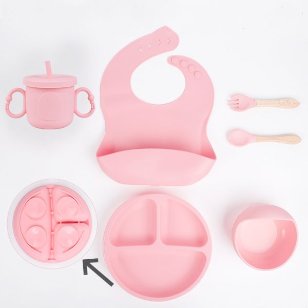 Silicone baby tableware set suction anti-slip plate bowl