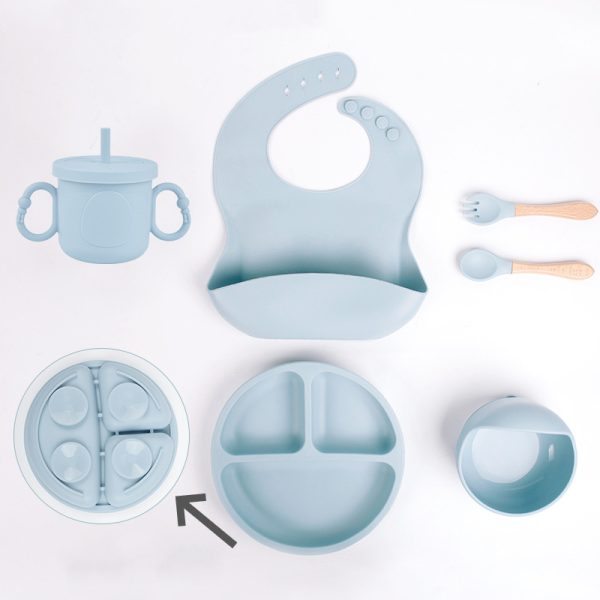 Silicone baby tableware set suction anti-slip plate bowl