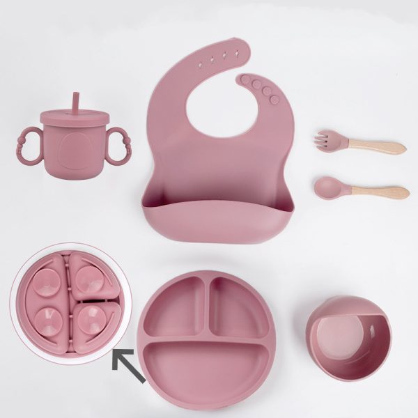 Silicone baby tableware set suction anti-slip plate bowl