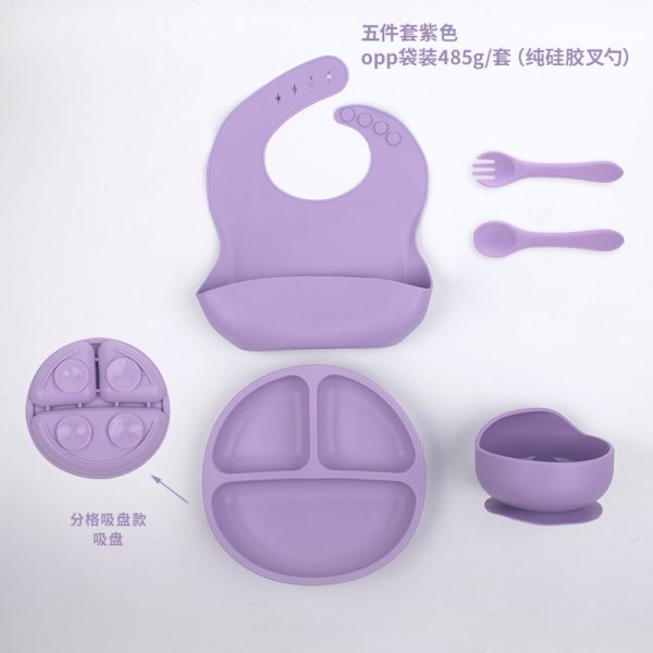 Suction baby feeding bowl plate bib forks spoon