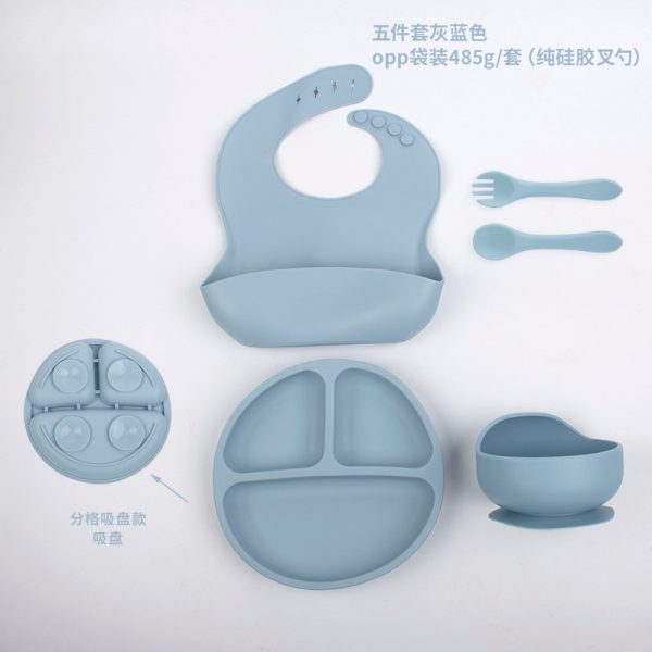 Suction baby feeding bowl plate bib forks spoon