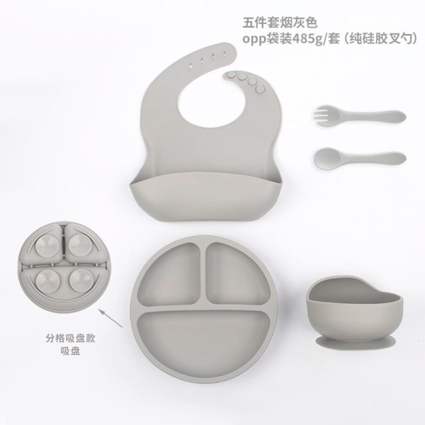 Suction baby feeding bowl plate bib forks spoon