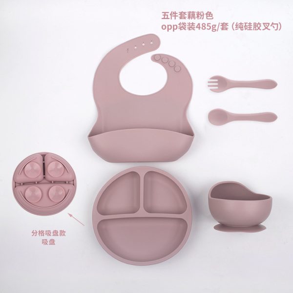 Suction baby feeding bowl plate bib forks spoon