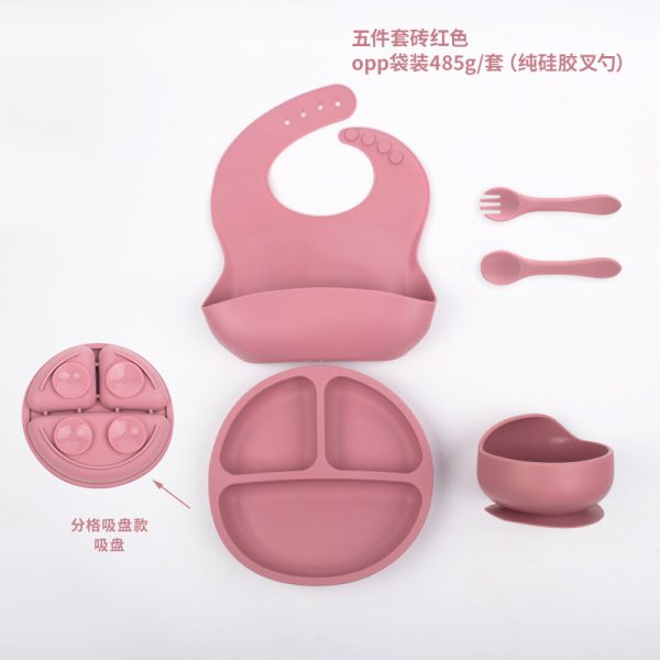 Suction baby feeding bowl plate bib forks spoon