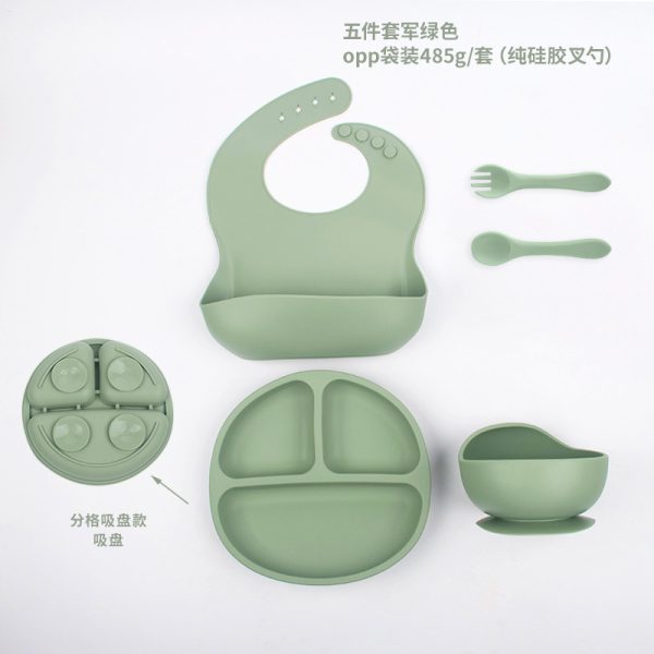 Suction baby feeding bowl plate bib forks spoon