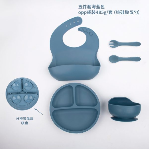 Suction baby feeding bowl plate bib forks spoon