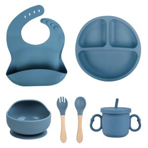 Silicone baby tableware set suction anti-slip plate bowl